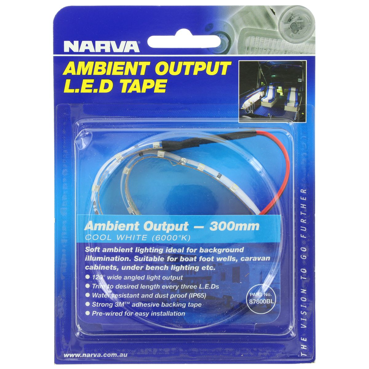 Narva LED Tape with Ambient Output Cool White 300mm 12V 6000K 87800BL