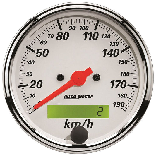 Autometer Arctic White 3-1/8in Speedometer 190KPH Electric AU1388-M