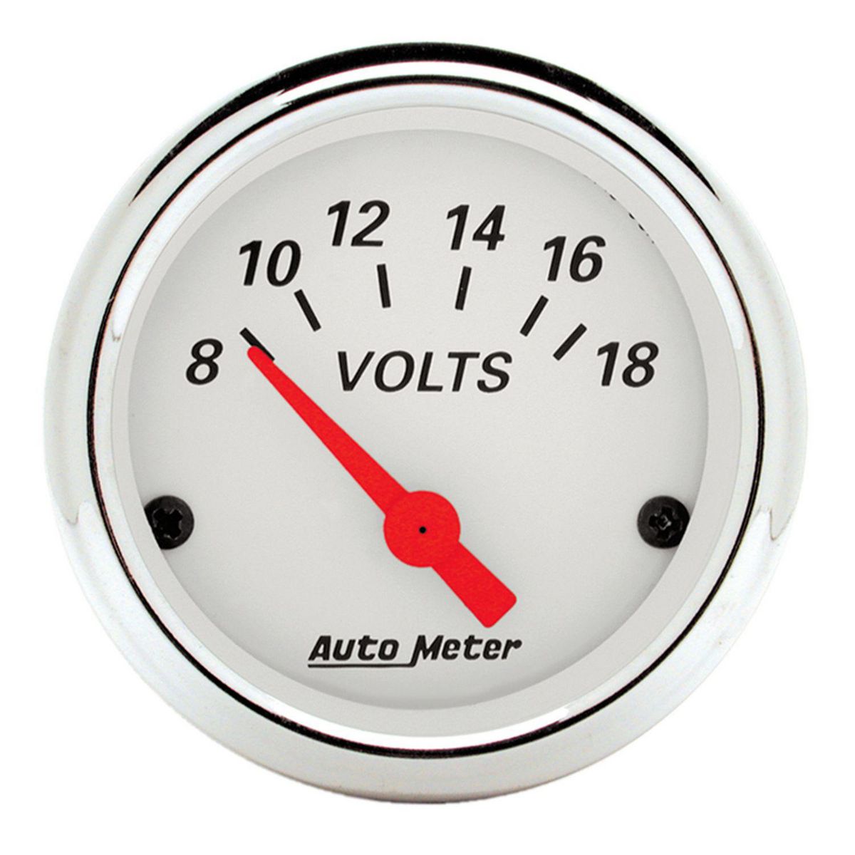 Autometer Arctic White 2-1/16in Voltmeter 8-18V Short Sweep Electric AU1391