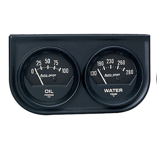Autometer Auto Gauge 2in 2 Gauge Console Oil Water Black AU2345