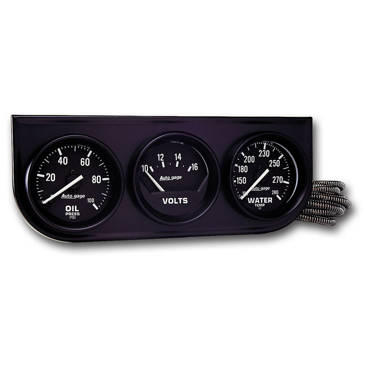 Autometer 2-1/16in 3 Gauge Console Oil Volts Water Black AU2397