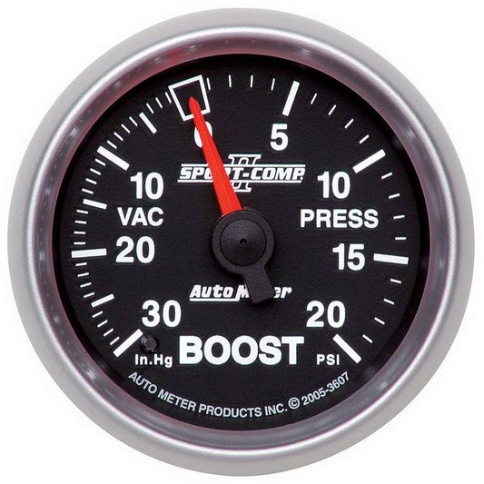 Autometer Sport-Comp II 2-1/16in Boost Gauge 30in/Hg 20PSI Mechanical AU3607