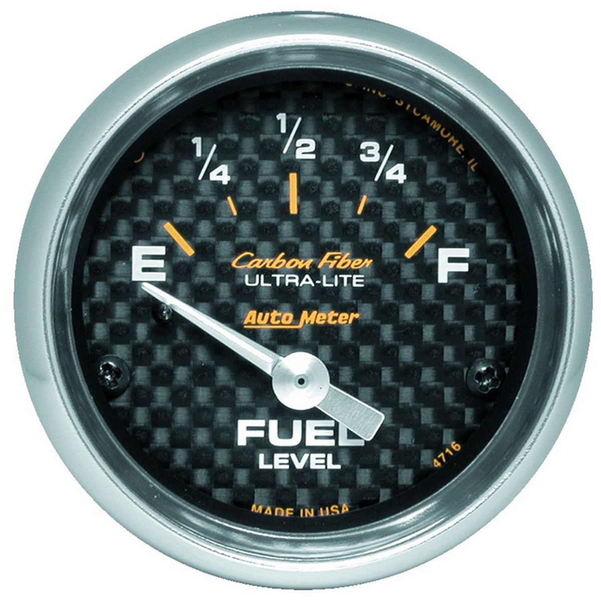 Autometer Carbon Fiber 2-1/16in Fuel Level Gauge 240-33 Ohms Short Sweep Electric AU4716
