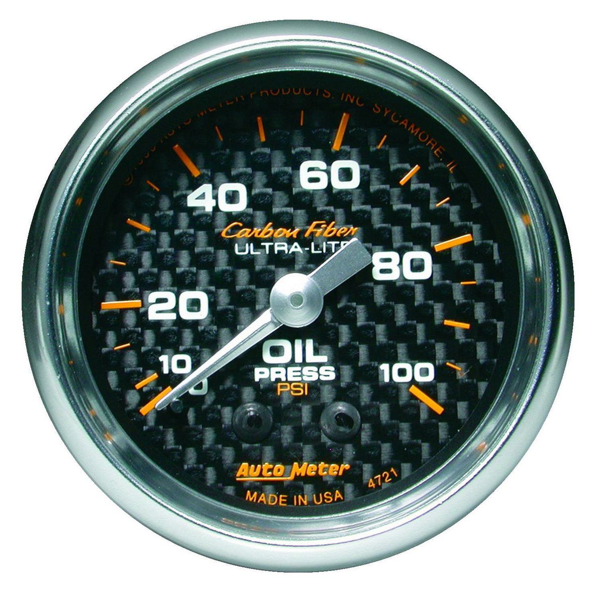 Autometer Carbon Fiber 2-1/16in Oil Pressure Gauge 0-100PSI Mechanical AU4721
