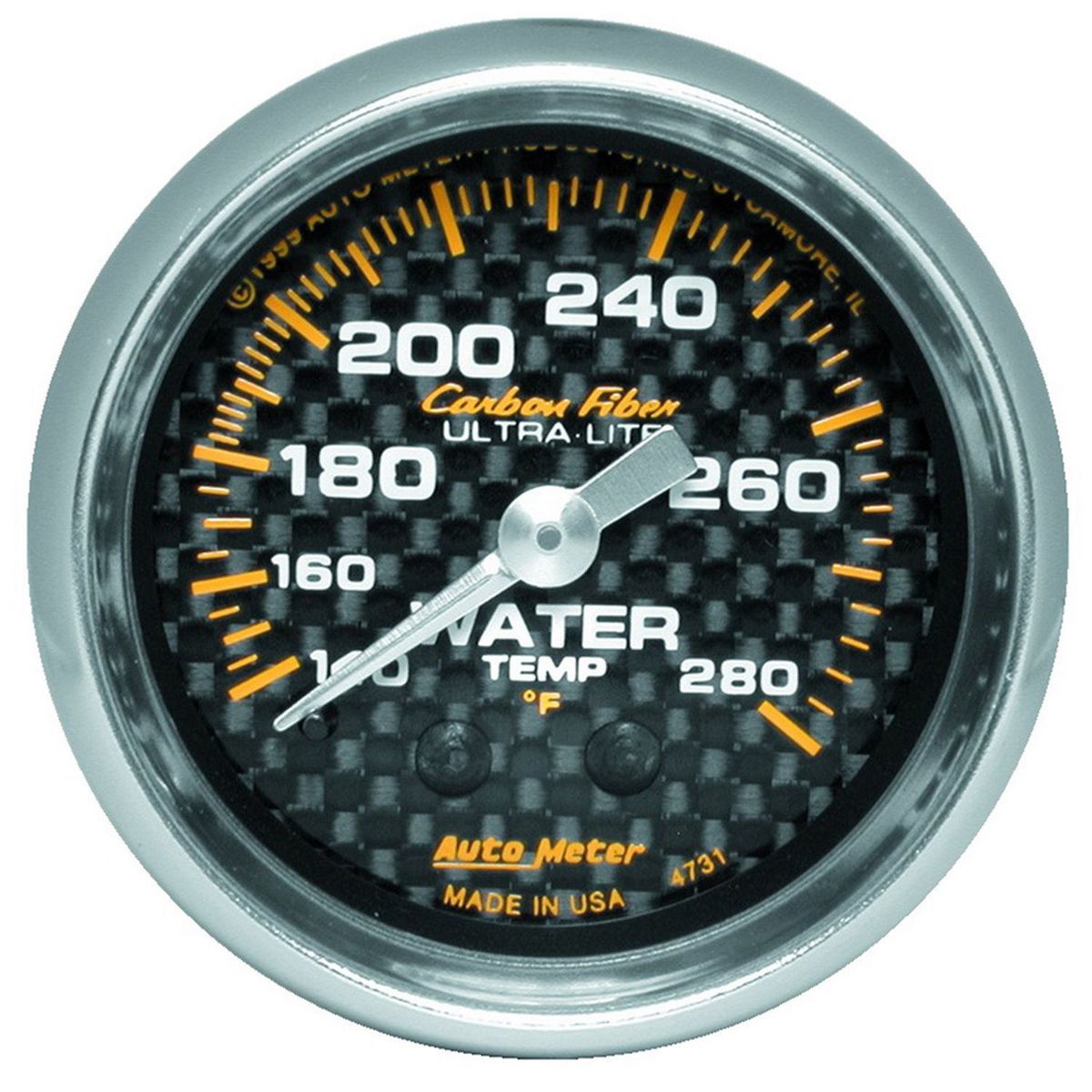 Autometer Carbon Fiber 2-1/16in Water Temp Gauge 140-280F Mechanical AU4731