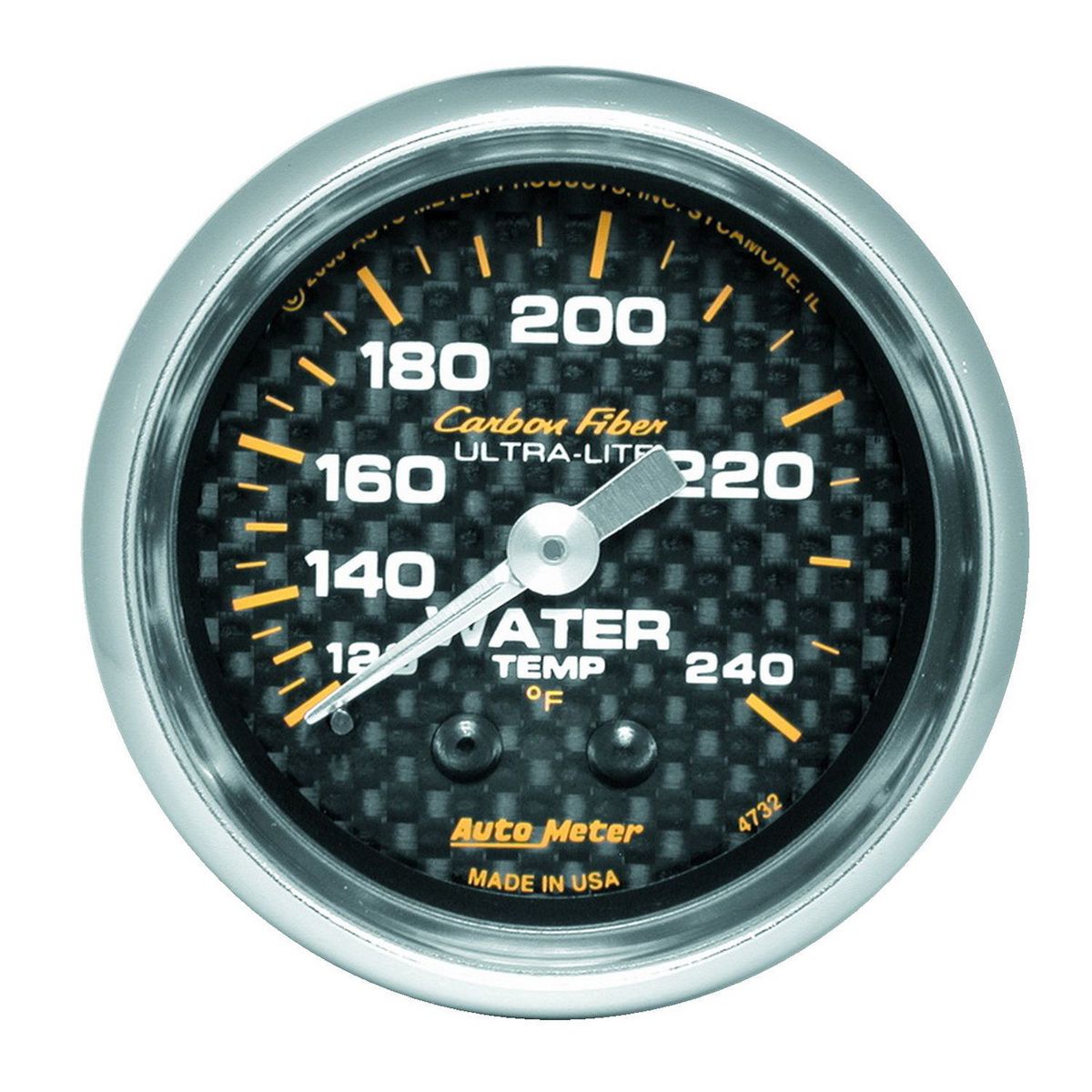 Autometer Carbon Fiber 2-1/16in Water Temp Gauge 120-240F Mechanical AU4732