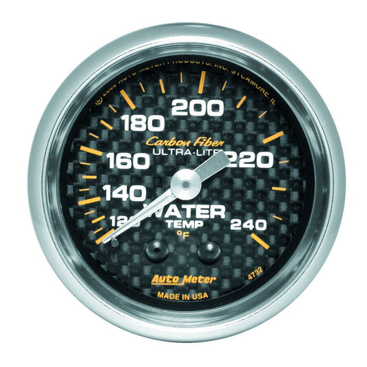 Autometer Carbon Fiber 2-1/16in Water Temp Gauge 120-240F Mechanical AU4732