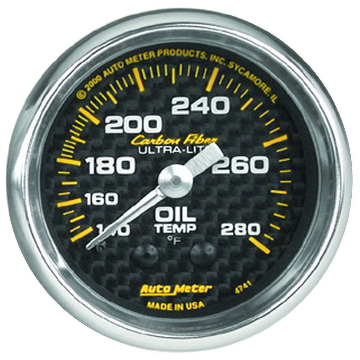 Autometer Carbon Fiber 2-1/16in Oil Temp Gauge 140-280F Mechanical AU4741