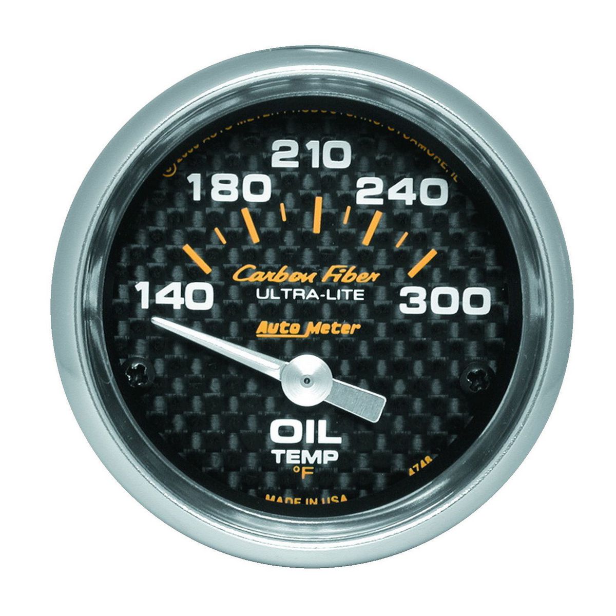 Autometer Carbon Fiber 2-1/16in Oil Temp Gauge 140-300F Short Sweep Electric AU4748