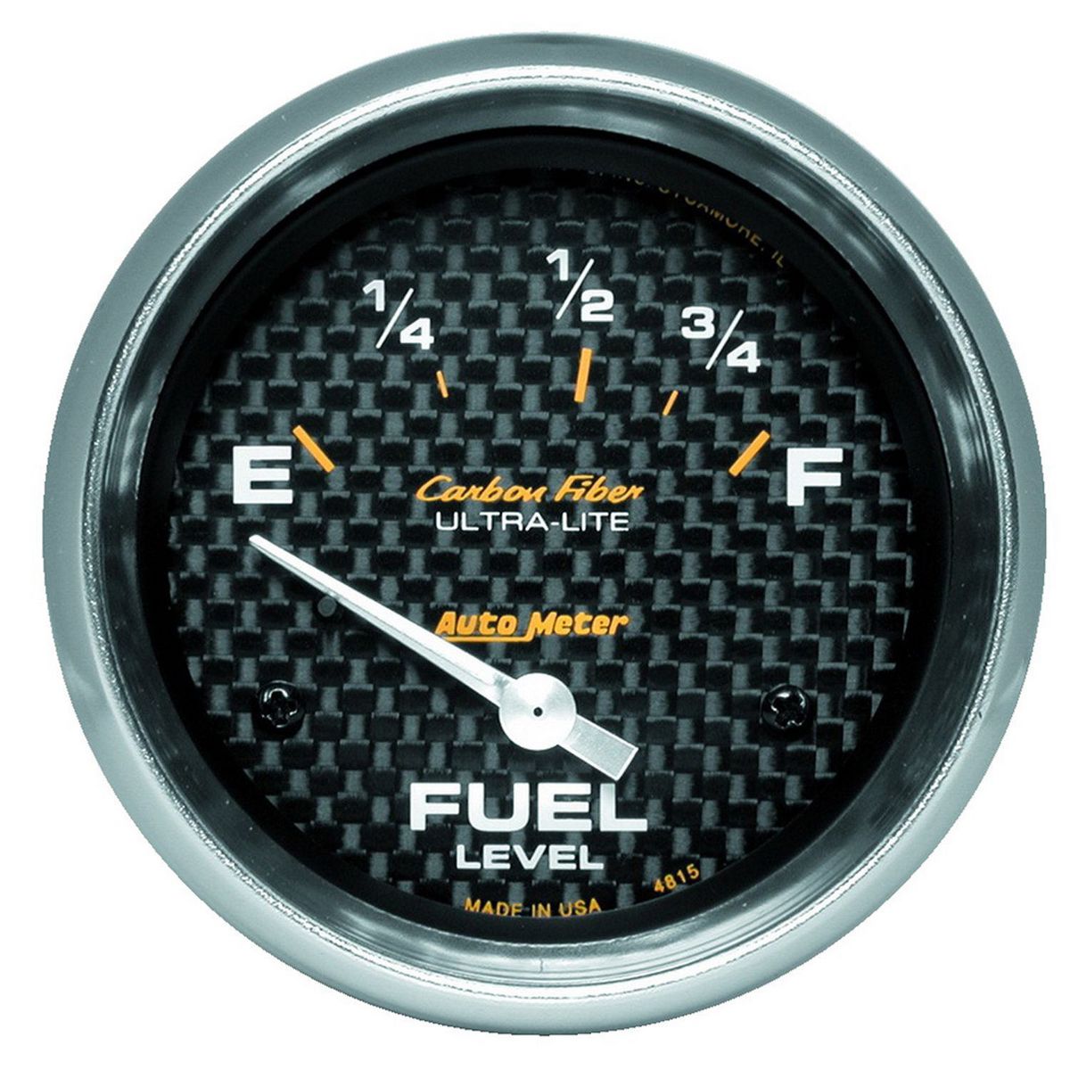 Autometer Carbon Fiber 2-5/8in Fuel Level Gauge 73-10 Ohms Short Sweep Electric AU4815