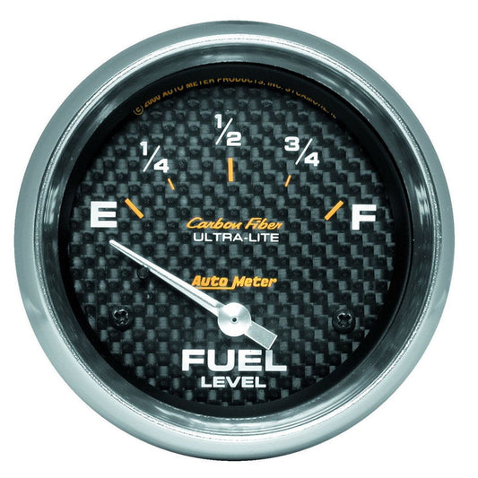 Autometer Carbon Fiber 2-5/8in Fuel Level Gauge 240-33 Ohms Short Sweep Electric AU4816