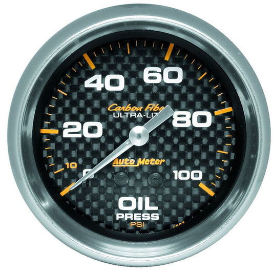 Autometer Carbon Fiber 2-5/8in Oil Pressure Gauge 0-100PSI Mechanical AU4821