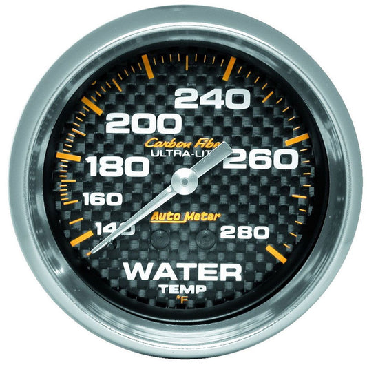 Autometer Carbon Fiber 2-5/8in Water Temp Gauge 140-280F Mechanical AU4831