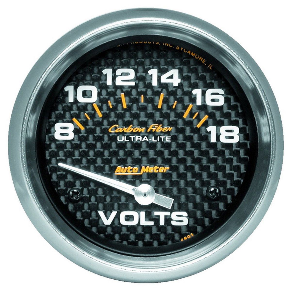 Autometer Carbon Fiber 2-5/8in Voltmeter 8-18V Short Sweep Electric AU4891