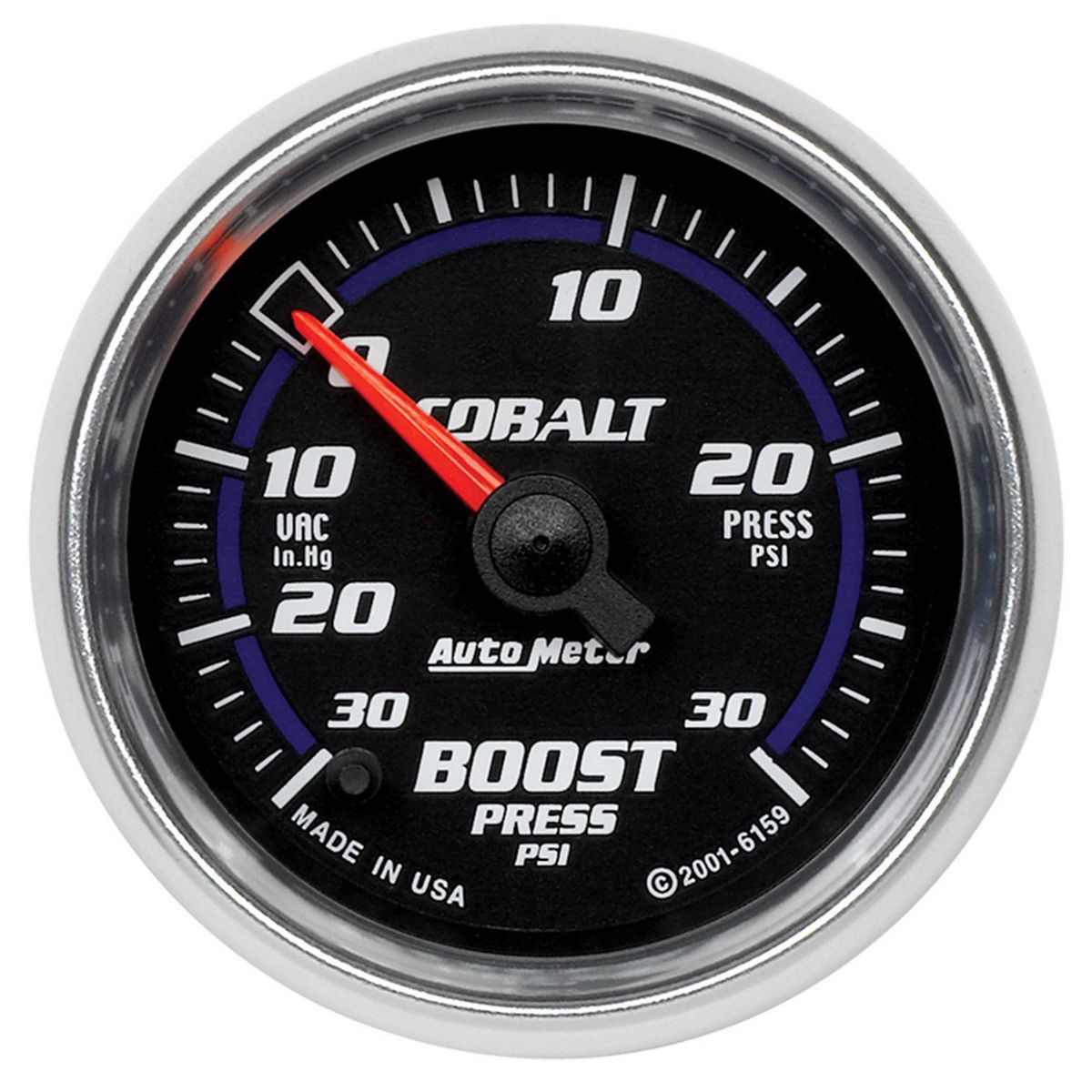 Autometer Cobalt 2-1/16in Boost/Vacuum Gauge 30in/Hg 30PSI Full Sweep Electric AU6159