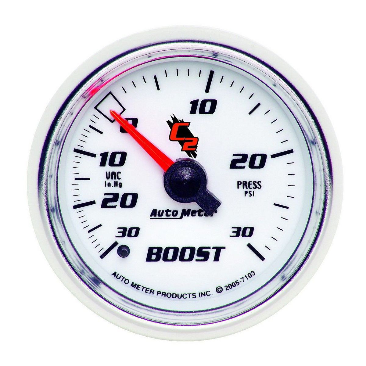 Autometer C2 Series 2-1/16in Boost Vacuum Gauge 30in/Hg 30PSI Mechanical AU7103