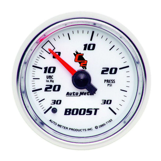 Autometer C2 Series 2-1/16in Boost Vacuum Gauge 30in/Hg 30PSI Mechanical AU7103