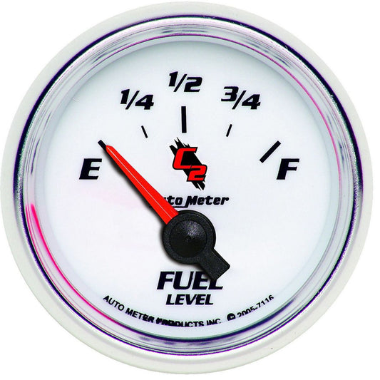 Autometer C2 Series 2-1/16in Fuel Level Gauge 240-33 Ohms Short Sweep Electric AU7116