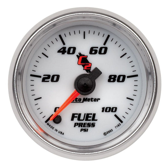Autometer C2 Series 2-1/16in Fuel Pressure Gauge 0-100PSI Full Sweep Electric AU7163