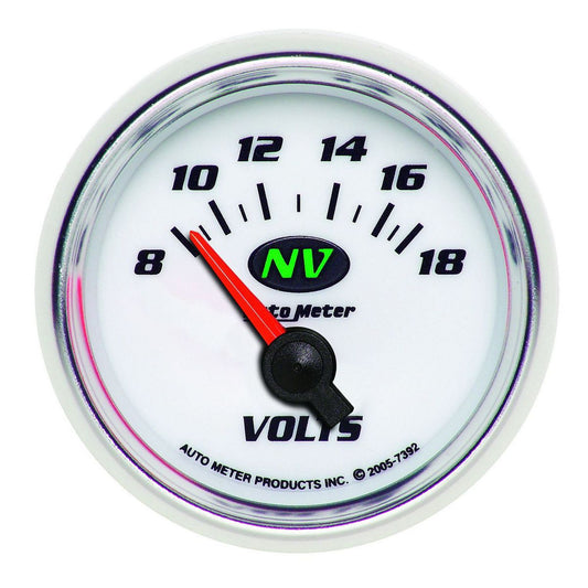 Autometer NV Series 2-1/16in Voltmeter 8-18V Short Sweep Electric AU7392