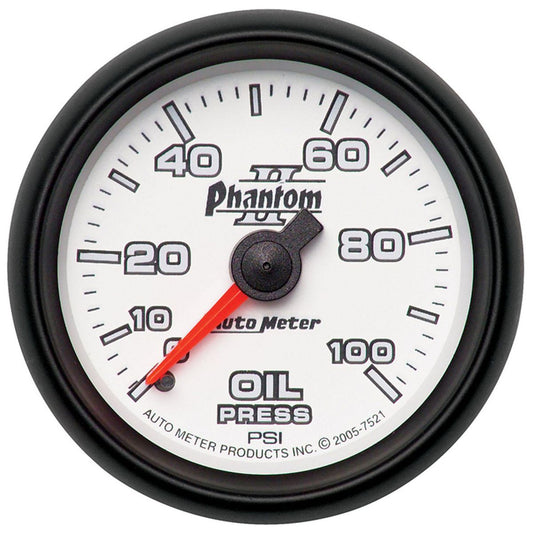 Autometer Phantom II 2-1/16in Oil Pressure Gauge 0-100PSI AU7521