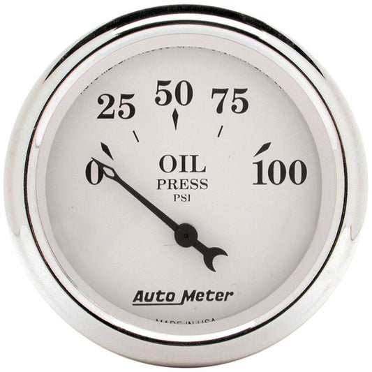 Autometer Old Tyme 2-1/16in Oil Pressure Gauge 0-100PSI Short Sweep Electric AU1628