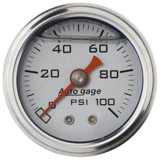 Autometer 1-1/2in Fuel Pressure Gauge Liquid Filled Silver AU2180