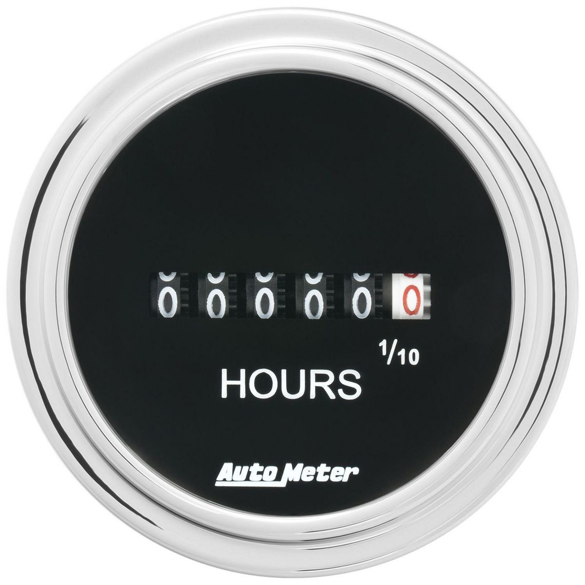 Autometer Trad Chrome 2-1/16in Hour Meter 100000 Hours AU2587