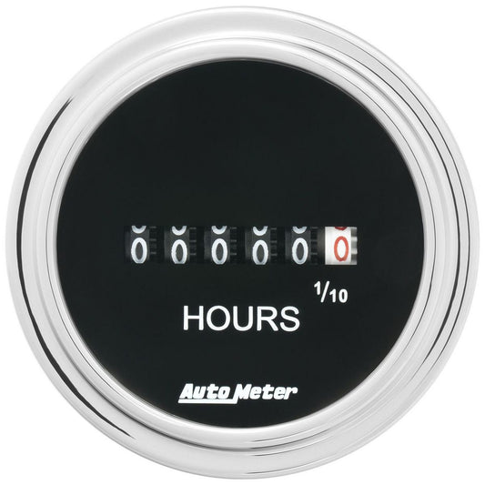Autometer Trad Chrome 2-1/16in Hour Meter 100000 Hours AU2587