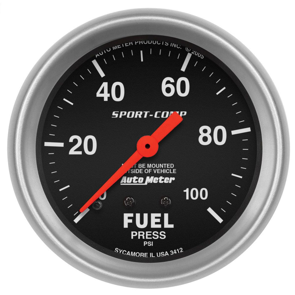 Autometer Sport-Comp 2-5/8in Fuel Pressure Gauge 0-100PSI Mechanical AU3412