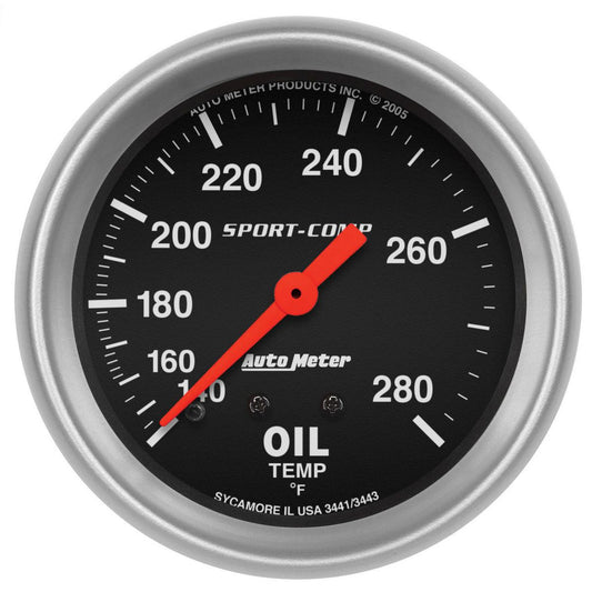 Autometer Sport-Comp 2-5/8in Oil Temp Gauge 140-280F Mechanical AU3441