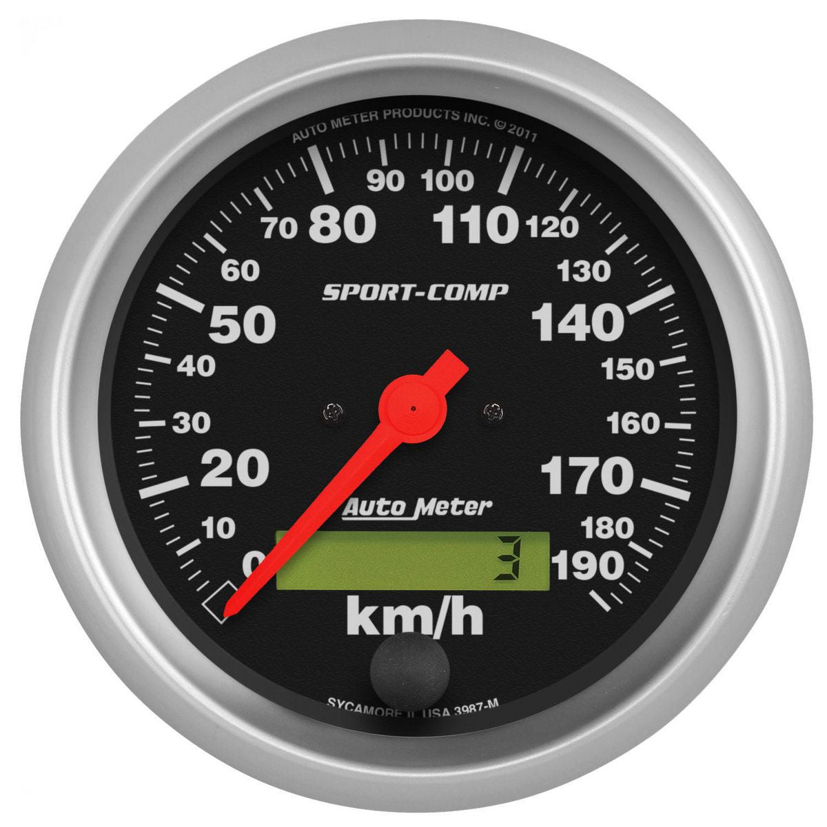 Autometer Sport-Comp 3-3/8in Speedo Gauge 190KPH Electronic In Dash AU3987-M