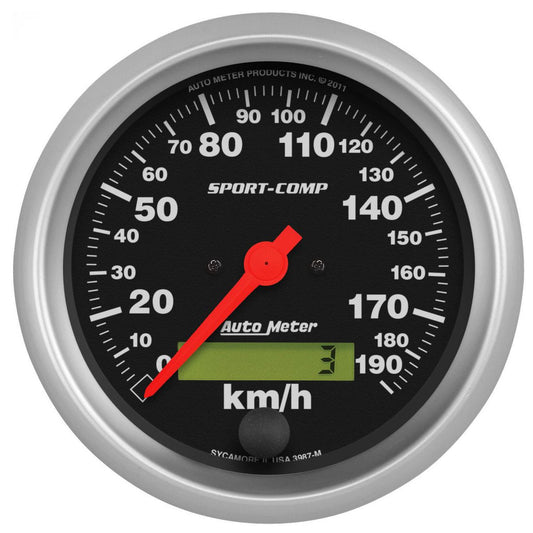 Autometer Sport-Comp 3-3/8in Speedo Gauge 190KPH Electronic In Dash AU3987-M