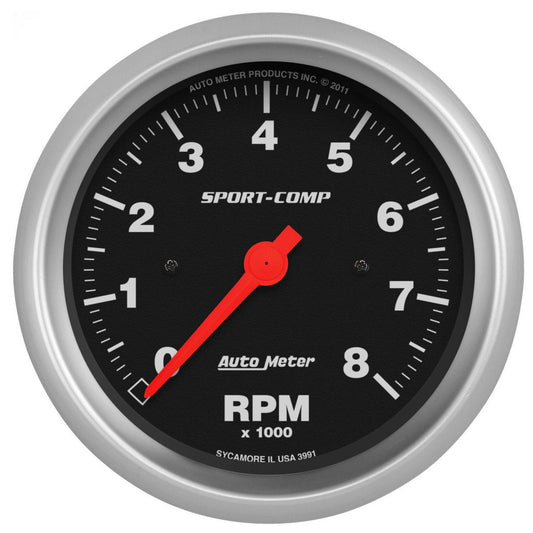 Autometer Sport-Comp 3-3/8in Tacho Gauge 8000rpm In Dash AU3991