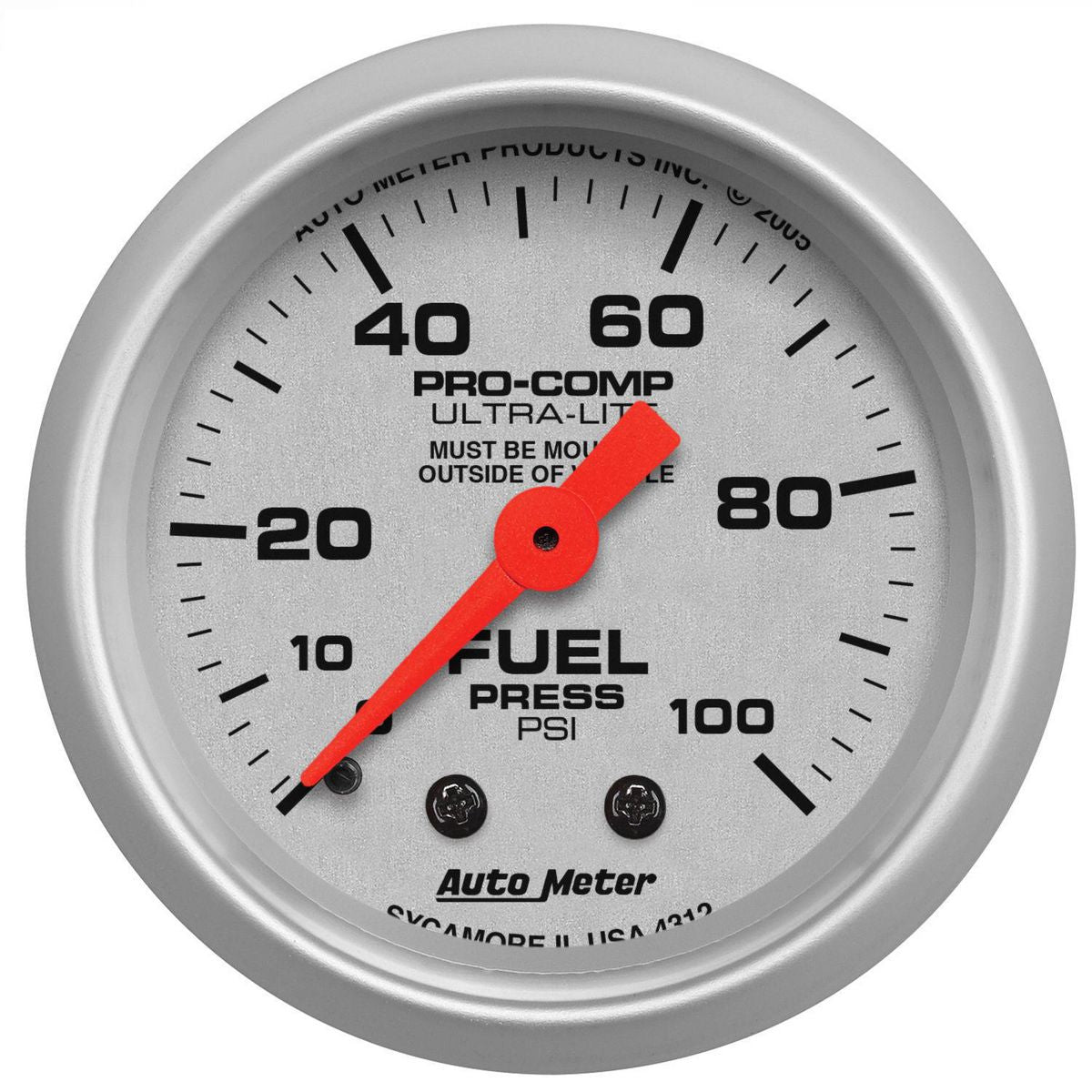 Autometer Ultra-Lite 2-1/16in Fuel Pressure Gauge 0-100 PSI Mechanical AU4312