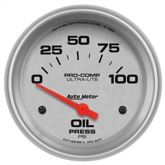 Autometer Ultra-Lite 2-5/8in Oil Pressure Gauge 0-100 PSI Short Sweep Electric AU4427