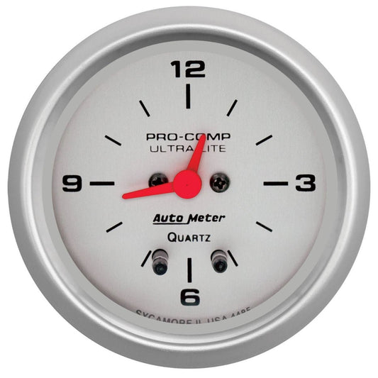 Autometer Ultra-Lite 2-5/8in Clock Quartz Analogue AU4485