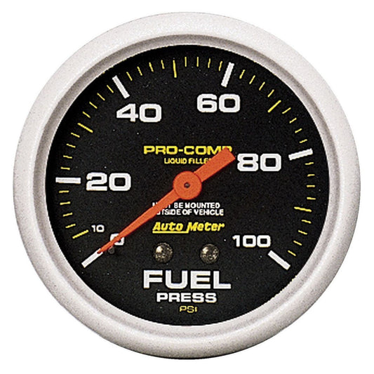 Autometer Pro-Comp 2-5/8in Fuel Pressure Gauge 0-100 PSI Liquid Filled Mechanical AU5412