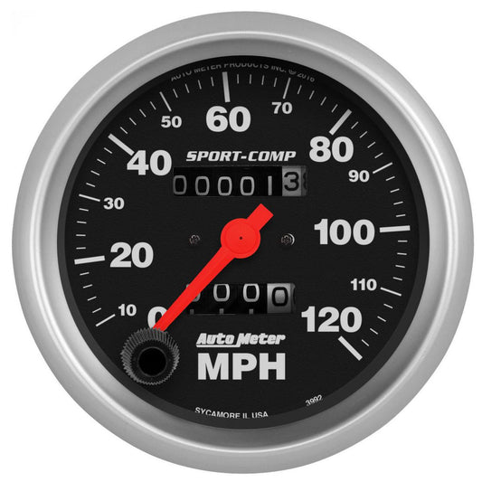 Autometer Sport-Comp 3-3/8in Speedo Gauge 120MPH Mechanical In Dash AU3992