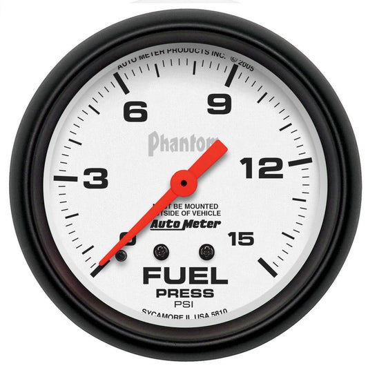Autometer Phantom 2-5/8in Fuel Pressure Gauge 0-15PSI Mechanical AU5810