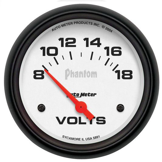 Autometer Phantom 2-5/8in Voltmeter 0-18V Short Sweep Electric AU5891