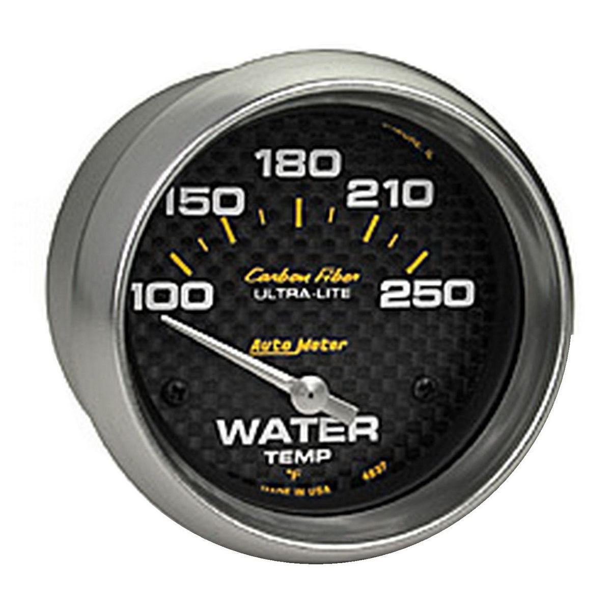 Autometer Carbon Fiber 2-5/8in Water Temp Gauge 100-250F Short Sweep Electric AU4837