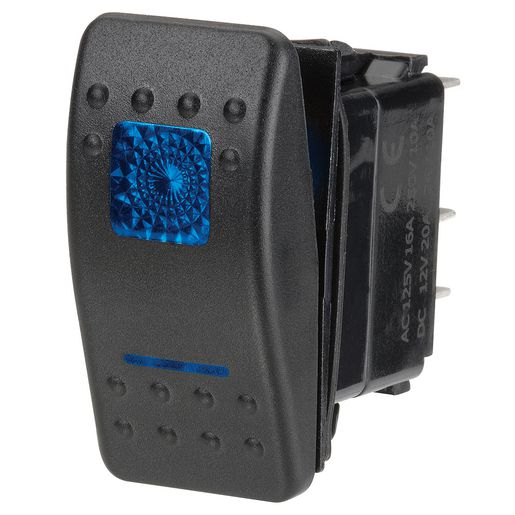 Narva Switch Momentary Rocker Illuminated 12V 20A Blue 63127BL