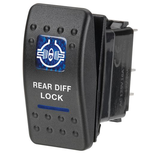 Narva Rocker Switch Rear Diff 12V Blue LED 63138BL