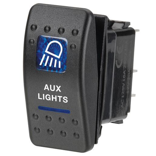 Narva Rocker Switch Aux Lights 12V Blue LED 63144BL