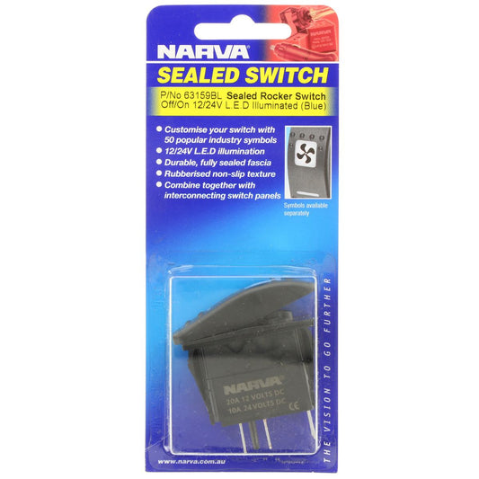 Narva Switch Rocker Illuminated On Off Blue 63159BL