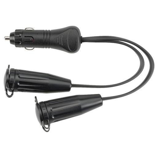 Narva Heavy Duty Adaptor with Cigarette Lighter Plug to Twin Merit Sockets 150mm 81035BL