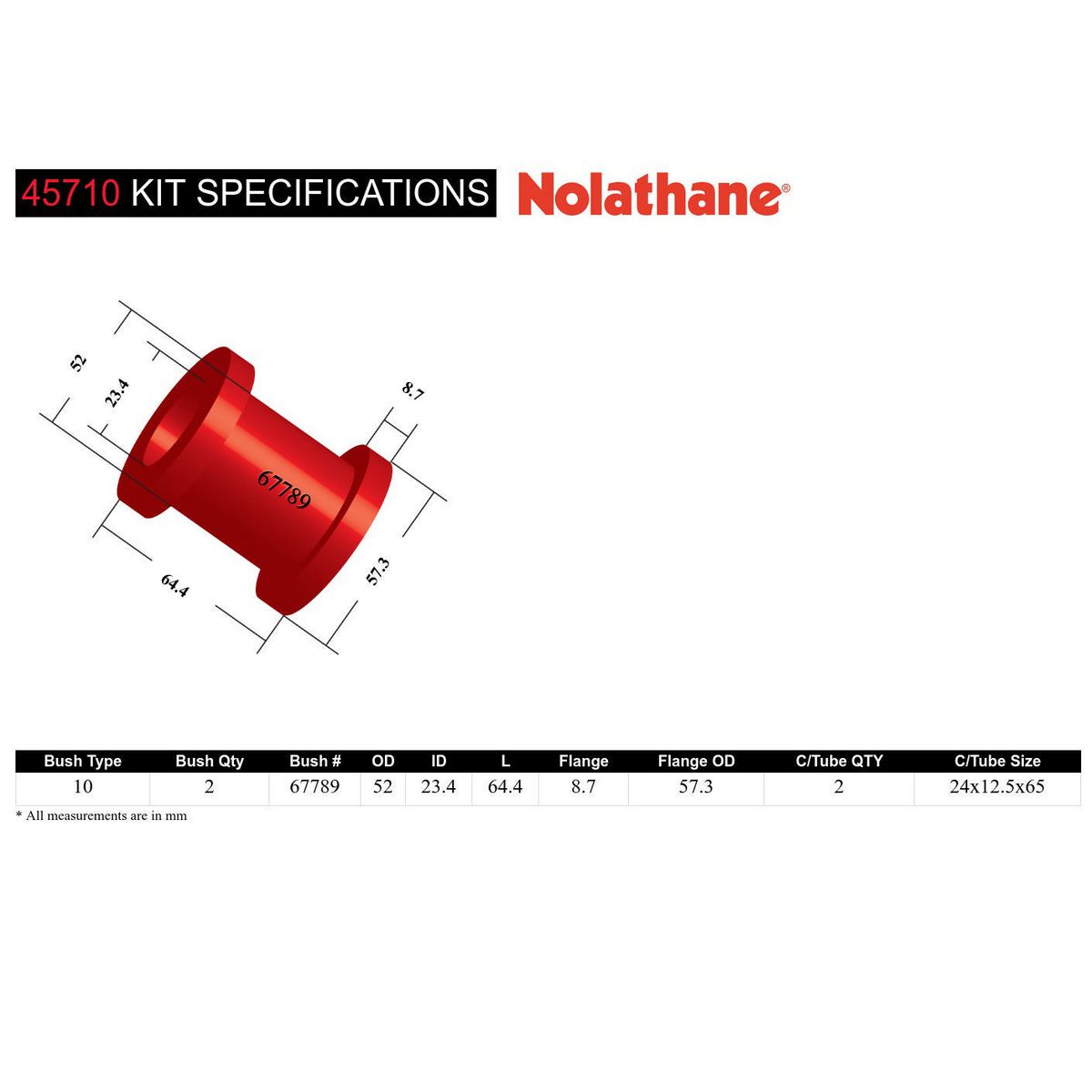 Nolathane Leading Arm Bush Kit 45710