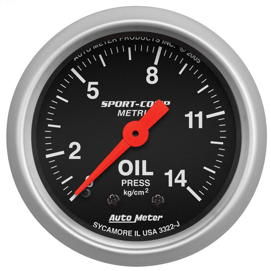 Autometer Sport-Comp 2-1/16in Oil Pressure Gauge 0-14 Kg/Cm Mechanical AU3322-J