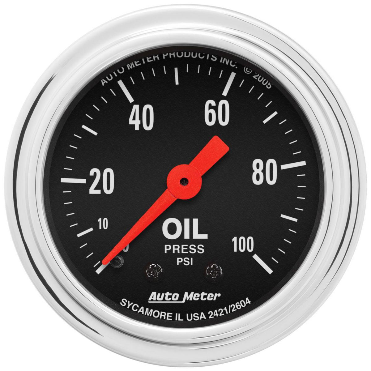 Autometer Trad Chrome 2-1/16in Oil Pressure Gauge 0-100PSI Mechanical AU2421